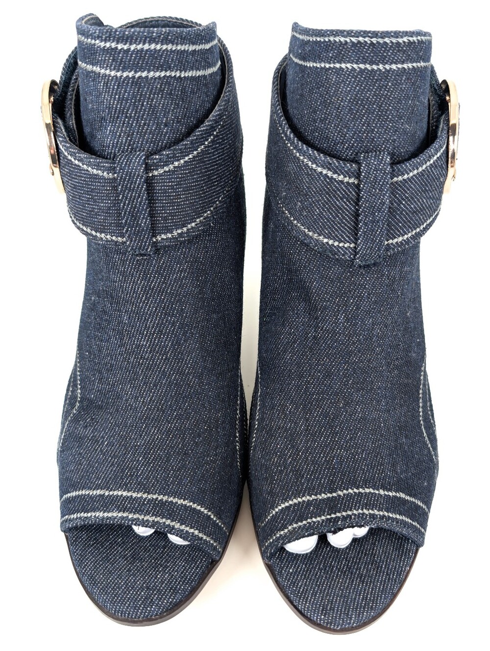 Comfort Est. 1946 Blue Denim Open Toe Ankle Booties Slingback Cone Heel Size 9 - Picture 4 of 13